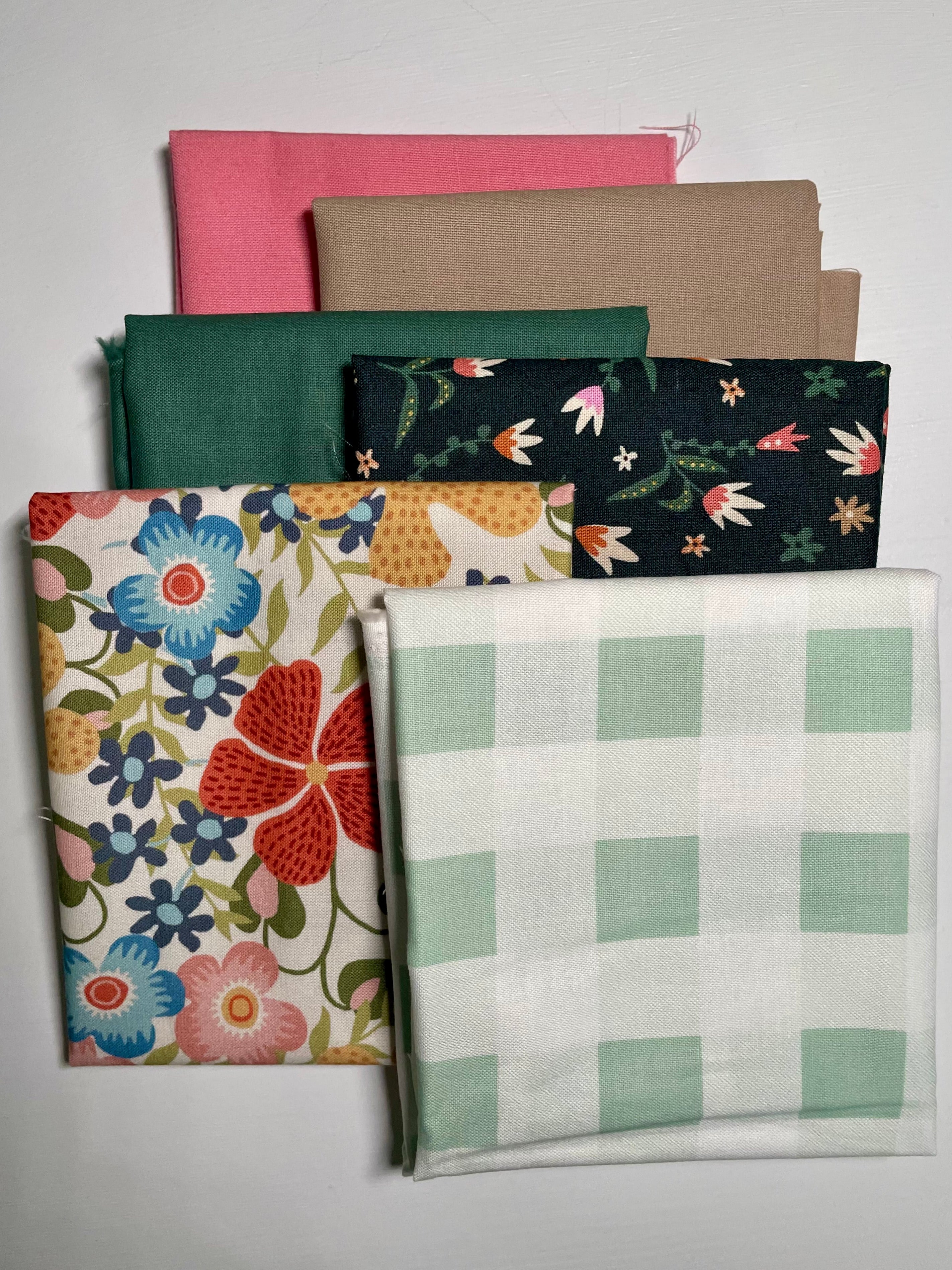 Florals with Pink fabric bundle on white background