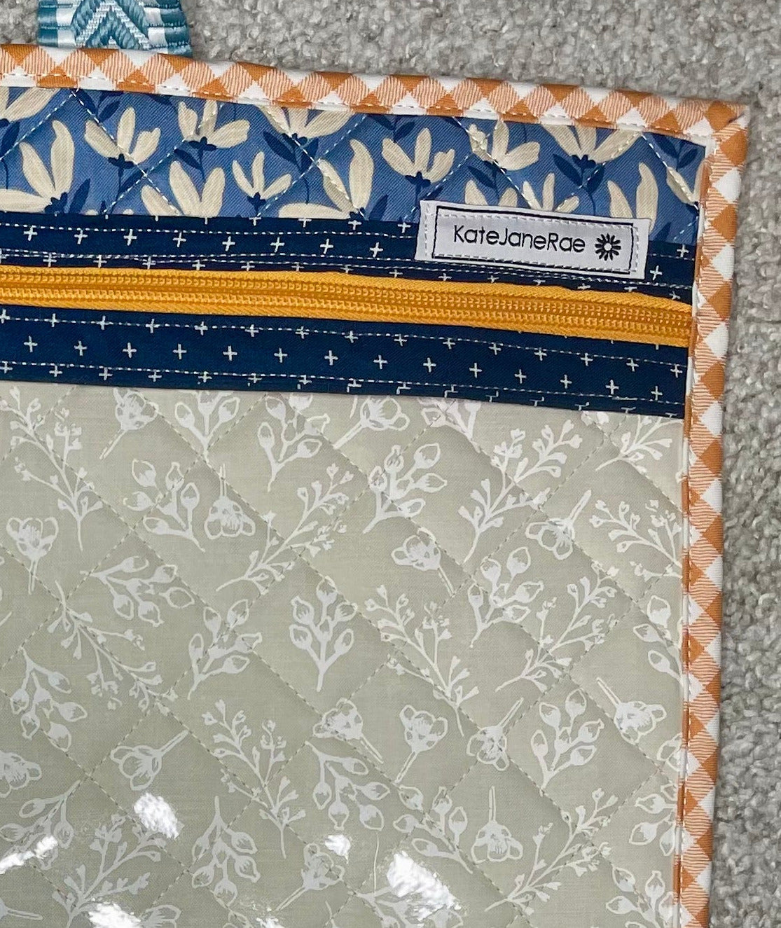 Fabric with printed design on a gray background