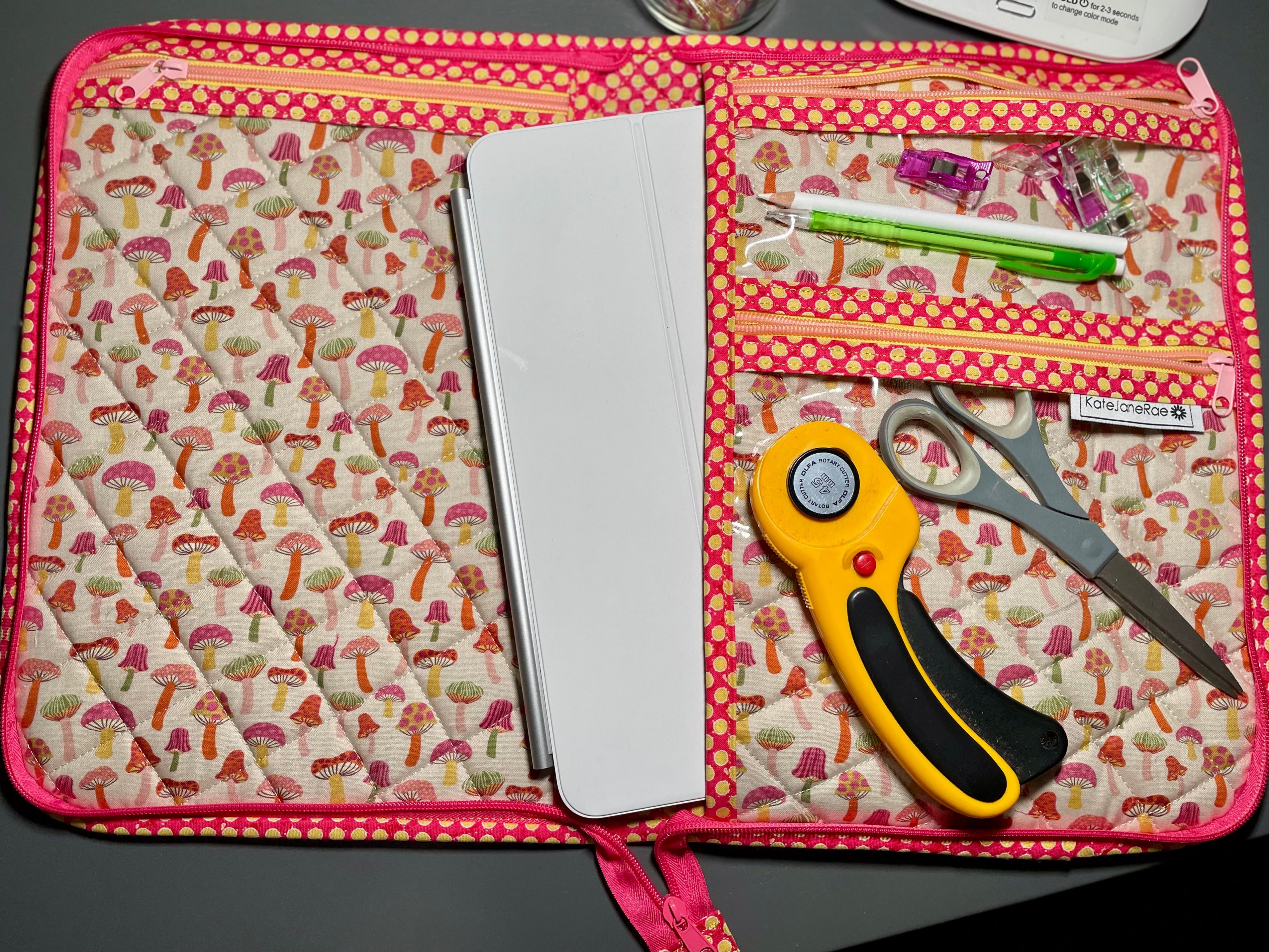 Handmade Rose Zippered Padfolio