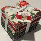 Pack of fabric squares with floral and Christmas designs, tied together with a ribbon.