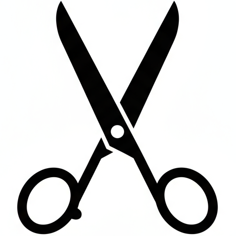 Basic black and white scissors symbol with clear background