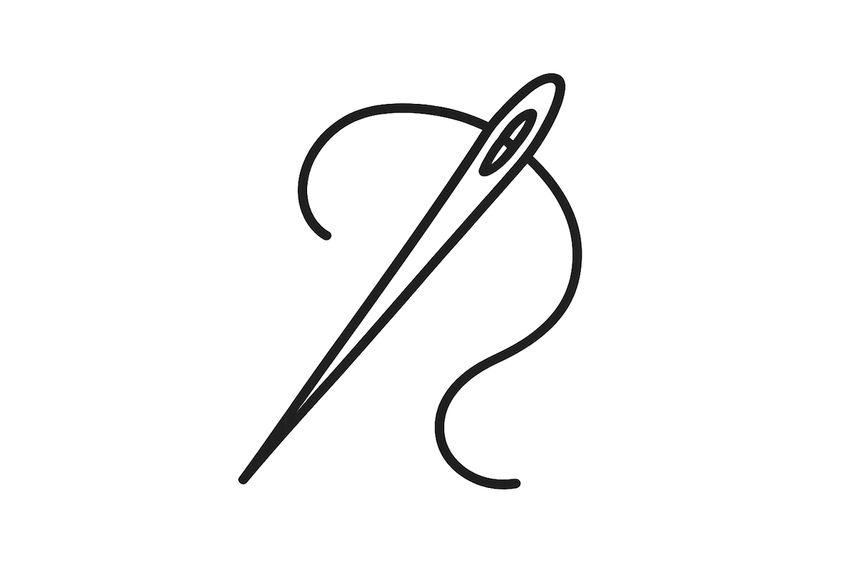 clean needle and thread icon with transparent background