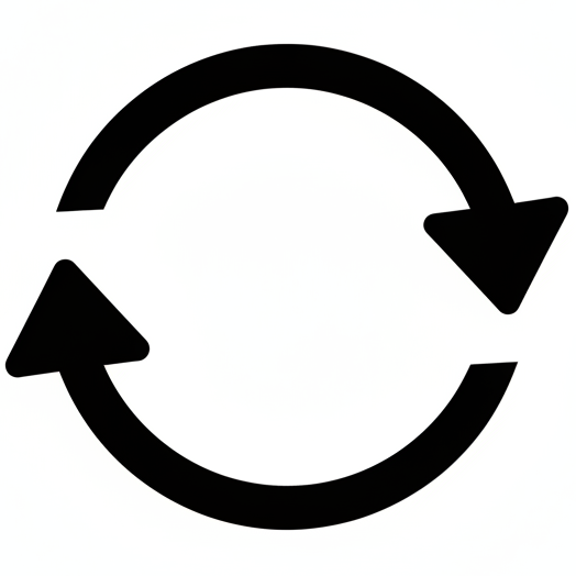 A basic black and white symbol indicating something is reversible.